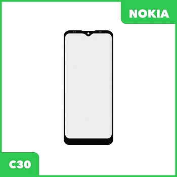 Стекло + OCA плёнка для переклейки Nokia C30 (черный)